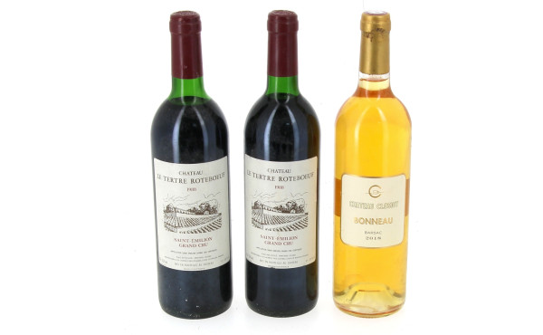 Lot de 3 bouteilles: - 2 B Ch TERTRE RO