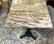 Table style bistrot plateau marbre, pièt