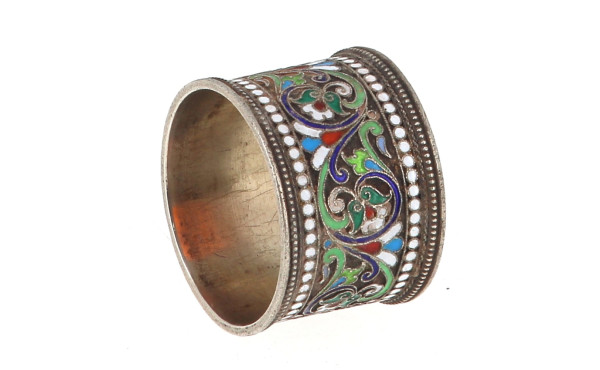 Petit anneau de serviette en argent émai