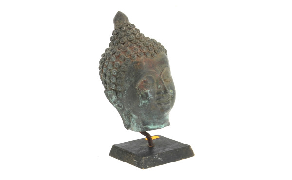 BOUDDHA - Tête de bouddha en bronze, H 1