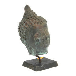 BOUDDHA - Tête de bouddha en bronze, H 1