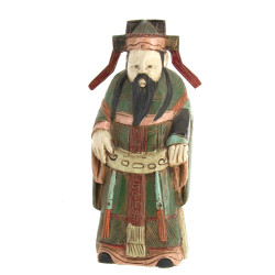 Statuette chinoise en bois sculpté polyc