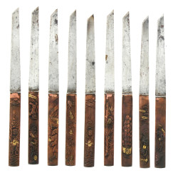 JAPON - 9 couteaux "kozuka" anciens manc