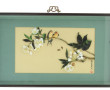 2 encadrements à décor d'oiseaux branché
