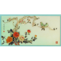 2 encadrements à décor d'oiseaux branché