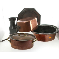 Lot de 3 cuivres (récipient creux, casse