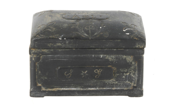 Petit coffret ancien en marbre gris scul
