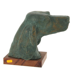 Tête de chien de chasse, sujet en résine