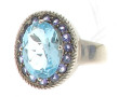 Bague en argent 925ème, strass bleu ciel