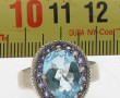 Bague en argent 925ème, strass bleu ciel