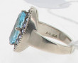 Bague en argent 925ème, strass bleu ciel