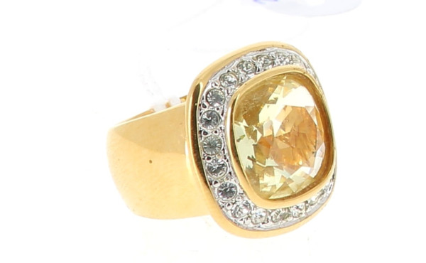 SWAROVSKI - Bague en métal doré et stras