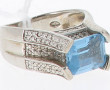 Bague en argent 925ème et strass bleu ci