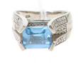 Bague en argent 925ème et strass bleu ci