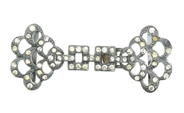 Boucle de cape ART DECO en métal et stra