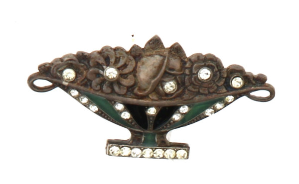 Petite broche circa 1925 en métal strass