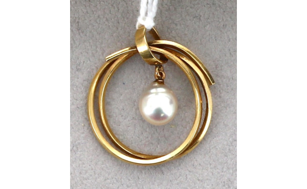 Pendentif en or 14 carats et perle forme