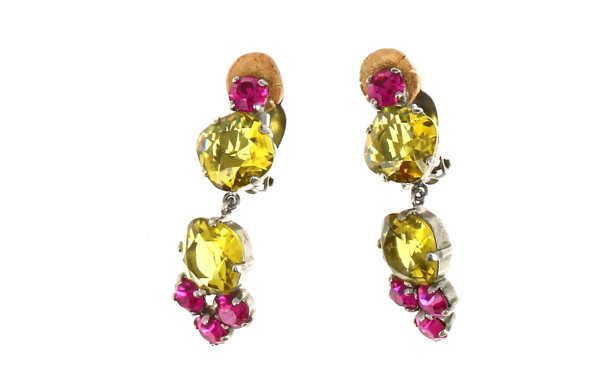 Paire de BO vintage en métal et strass d