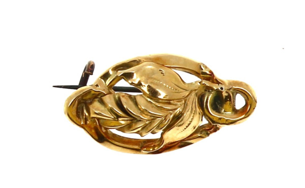 Petite broche ancienne en or jaune 18 ct