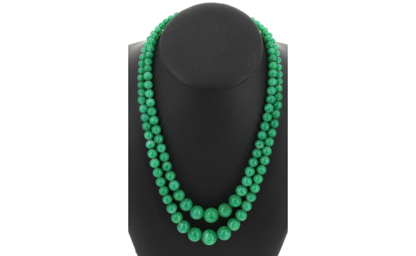 Collier vintage 2 rangs de perles en ver