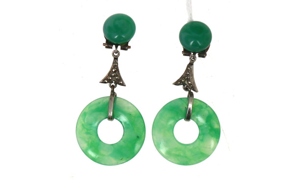 Paire de BO pendantes vintage en verre f