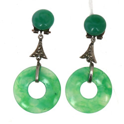Paire de BO pendantes vintage en verre f