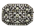 Broche plaque en métal et strass, début 