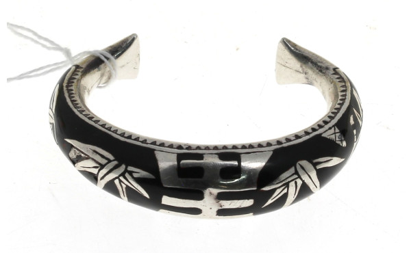 Bracelet jonc ouvert en argent et émail 