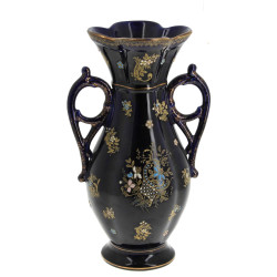 Vase en faïence émaillée bleu de four e