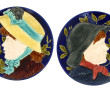 SARREGUEMINES - Majolica - Paire d'assie