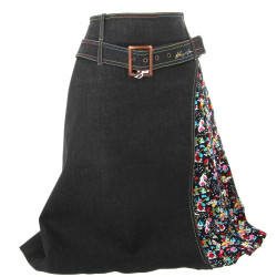 KENZO - Jupe en toile de jean gris et pl