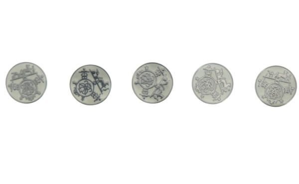 HERMES Paris - 5 boutons en métal émaill