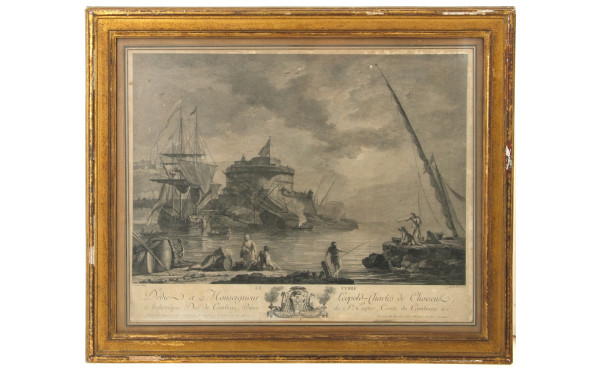 Gravure XVIIIe "Le Tybre - dédié à Monse