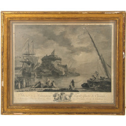 Gravure XVIIIe "Le Tybre - dédié à Monse