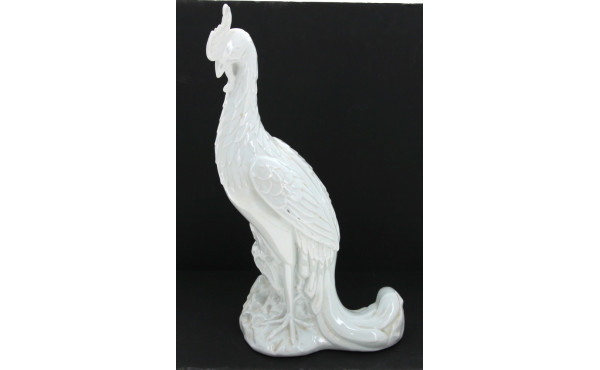 "Faisan", sujet en faïence blanche, H 44