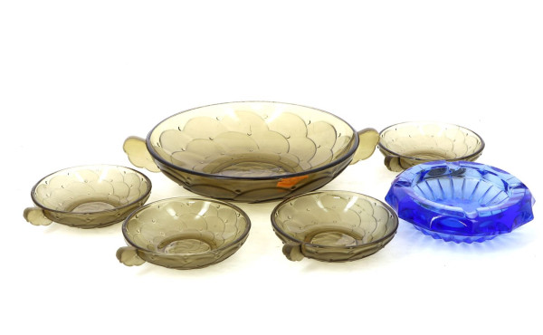 Service à crème en verre moulé couleur f