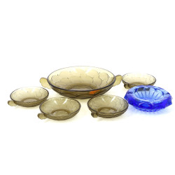 Service à crème en verre moulé couleur f