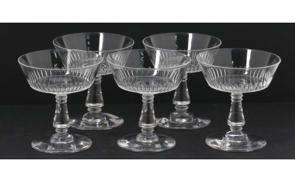 5 coupes à champagne anciennes en crista