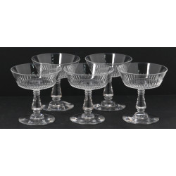 5 coupes à champagne anciennes en crista