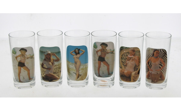 Thème PIN'UP - 6 verres à décor de pin'u