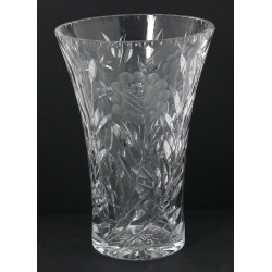 Vase en cristal taillé à décor floral, H