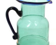 Important pichet en verre bullé bleu et 