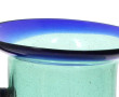 Important pichet en verre bullé bleu et 