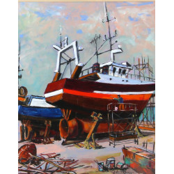 Robert Le RHUN (1936-2006) "Le slipway à