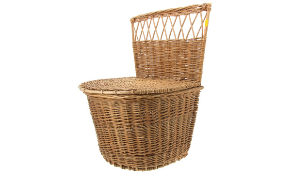 Panier couvert en osier. H 62 x L 50 x P