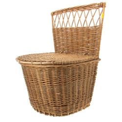 Panier couvert en osier. H 62 x L 50 x P