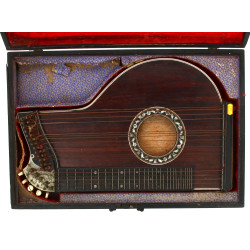 Cythare ancienne en placage de bois fonc