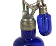 Briquet ancien à corps en verre bleu, H 