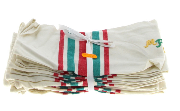 Lot de 8 torchons anciens rayures rouge 