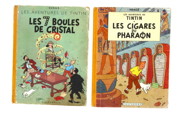 TINTIN - Lot de 2 BD dos jaune des année
